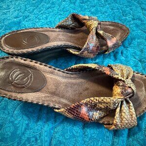 Nurture Cabot Leather Snakeskin Wedge Open Toe Sandals Women's Size  7.5